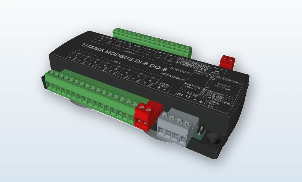 Titania Super I/O family representative Modbus DI-8 DO-8 variant