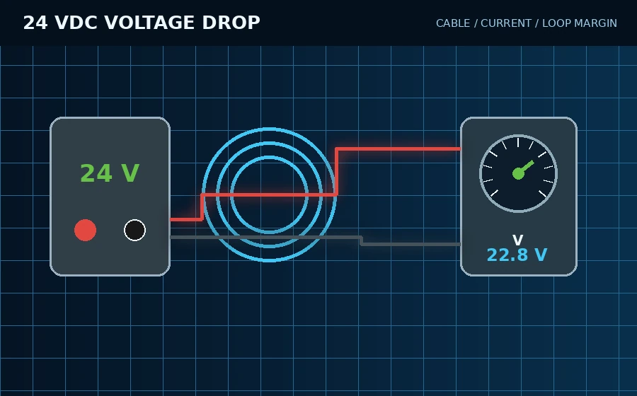 24 VDC Voltage-Drop & Loop-Power Calculator engineering illustration