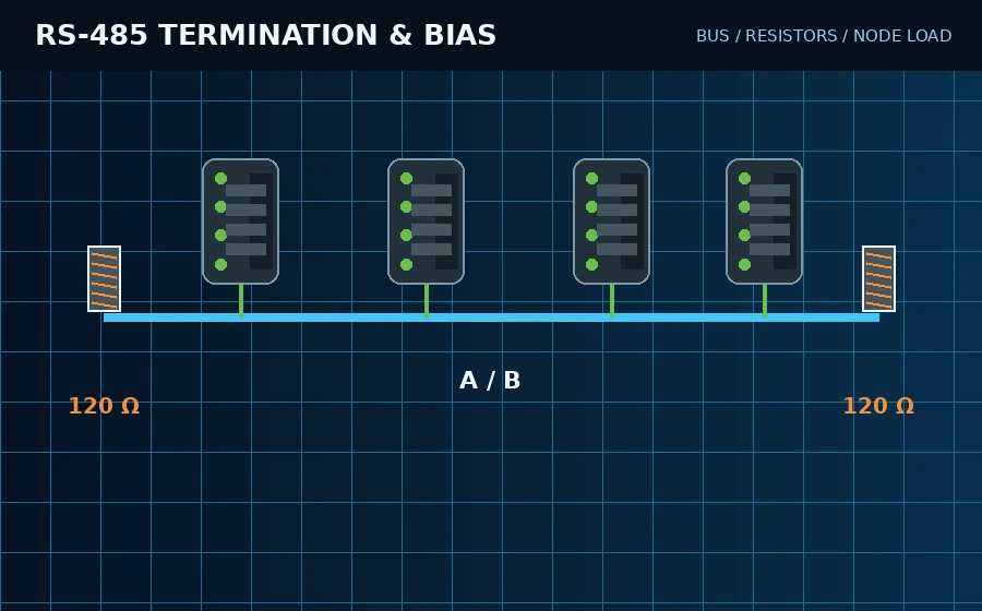 RS-485 Termination, Bias & Node-Load Calculator engineering illustration