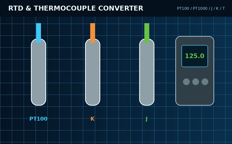 PT100/PT1000 & Thermocouple Converter engineering illustration