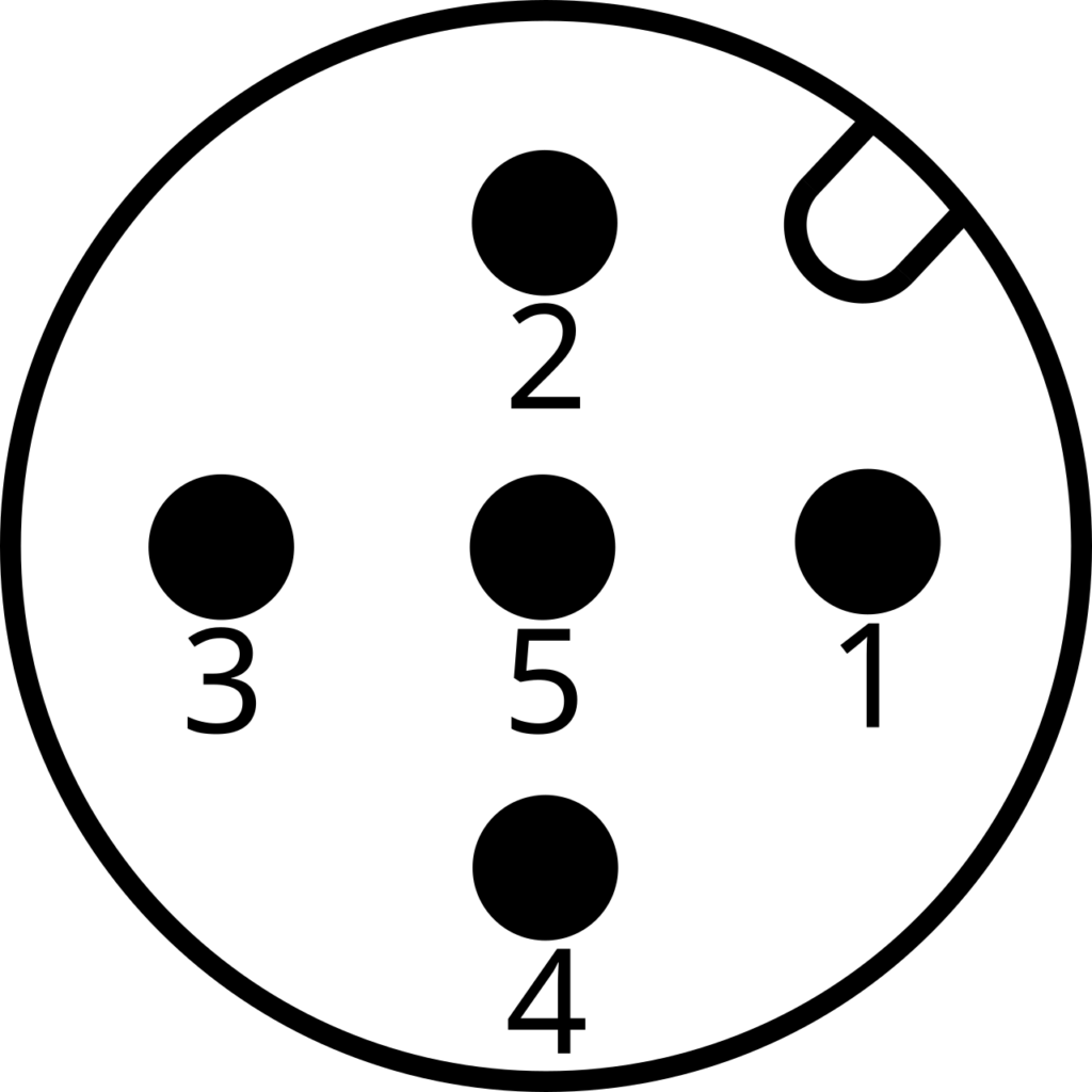 M12 A-coded 5-pin connector face used as a generic interface reference for PyXis connection planning